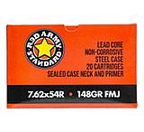 Century Arms Red Army Standard 7.62x54R 148 Grain Full Metal Jacket Polymer Coated Steel Cased Rifle Ammunition
