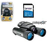 Image of 3-PC Digital Bird Watching Gift Package - Simmons LCD Screen Waterproof Digital Camera Binoculars - Bushnell Binocular Harness 109998C - Lexar 256 MB Secure Digital SD Memory Card SD256MB231
