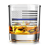 Image of Old Southern Brass Thin Blue Line American Flag Whiskey Glass