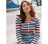 Image of Body Glove Striped Ribbed Long-Sleeve Shirt - Navy 1F293AF4