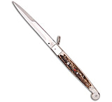 Image of A.G.A. Campolin AGA Campolin 12 Sicilian Ring Pull Automatic Knife Stag Horn 5.5 Satin Bayo 302AD296