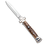 Image of A.G.A. Campolin AGA Campolin 9 Maltese Cross Stiletto Automatic Knife Stag Horn 4 Polish E6257EFA