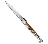Image of A.G.A. Campolin AGA Campolin 9 Sicilian Picklock Automatic Knife Stag Horn 4.1 Satin Bayo F20E0846