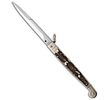 Image of A.G.A. Campolin AGA Campolin 9 Sicilian Ring Pull Automatic Knife Stag Horn 4.1 Satin 64691CA5