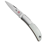 Image of Al Mar Knives Al Mar Hawk Classic Gentleman's Pocket Knife White Micarta 2.5 Satin 1002WM F75AD605