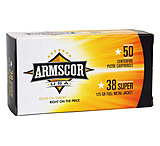 Armscor Precision Inc USA .38 Super 125 Grain Full Metal Jacket Brass Cased Pistol Ammo, 50 Rounds, FAC38SUPER-1N-50RD