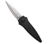 Image of Asheville Steel Paragon Warlock Folding Knife Smooth Tapered Black Aluminum 3.9 Damsacus 406692DC