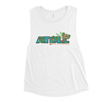 Image of Atoll Board Co Ladies' Muscle Tank with Atoll Lilypad Graphic - White, S - White,S 3BAB8286