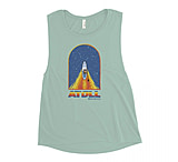 Image of Atoll Board Co Ladies' Muscle Tank with Atoll Paddle Board Wake Graphic - Dusty Blue, 2XL - Dusty Blue,2XL 42D20AD6