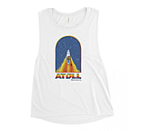 Image of Atoll Board Co Ladies' Muscle Tank with Atoll Paddle Board Wake Graphic - White, L - White,L 4EF25FA5
