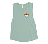 Image of Atoll Board Co Ladies' Muscle Tank with Atoll Vintage Sunset Graphic - Dusty Blue, S - Dusty Blue,S F87FB934