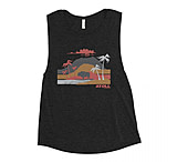 Image of Atoll Board Co Ladies' Muscle Tank with Atoll Volcano Graphic - Black Heather, L - Black Heather,L A959A4D0