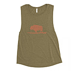 Image of Atoll Board Co Ladies' Muscle Tank with Vintage Atoll Bison Graphic - Heather Olive, M - Heather Olive,M D7296593