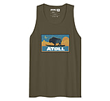 Image of Atoll Board Co Men's Tank Top with Atoll Sunset Logo Night Edition - Military Green, 2XL - Military Green,2XL 060EA39B