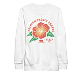 Image of Atoll Board Co Premium Crew Neck Sweatshirt with Atoll Paddle Board Island Flower Graphic - White, L - White,L 046BA492