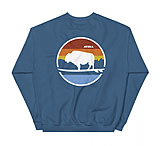 Image of Atoll Board Co Unisex Crew Neck Sweatshirt with Atoll Landscape Graphic - Indigo Blue, M - Indigo Blue,M 43CD334C