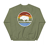 Image of Atoll Board Co Unisex Crew Neck Sweatshirt with Atoll Landscape Graphic - Military Green, L - Military Green,L 1E893843