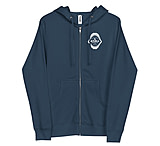 Image of Atoll Board Co Unisex Fleece Zip Up Hoodie with Atoll Shark Fossil Graphic - Navy, L - Navy,L DBBCDBD4