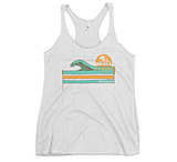 Image of Atoll Board Co Women's Racerback Tank with Atoll Wave Graphic - Heather White, XS - Heather White,XS E00398C2