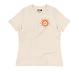 Image of Atoll Board Co Women's Relaxed T-Shirt with Atoll Horizon Sunset Graphic - Heather Prism Natural, L - Heather Prism Natural,L 692F9C67