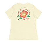 Image of Atoll Board Co Women's Relaxed T-Shirt with Atoll Paddle Board Island Flower Graphic - Citron, L - Citron,L 5AA48192