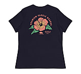 Image of Atoll Board Co Women's Relaxed T-Shirt with Atoll Paddle Board Island Flower Graphic - Navy, L - Navy,L D1BE3A5A