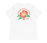 Image of Atoll Board Co Women's Relaxed T-Shirt with Atoll Paddle Board Island Flower Graphic - White, L - White,L E237126E