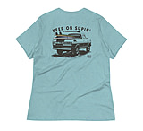 Image of Atoll Board Co Women's Relaxed T-Shirt with Atoll Paddle Board Truck Graphic - Heather Blue Lagoon, XL - Heather Blue Lagoon,XL 9458A213