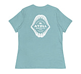 Image of Atoll Board Co Women's Relaxed T-Shirt with Atoll Shark Fossil Graphic - Heather Blue Lagoon, XL - Heather Blue Lagoon,XL D52D938F