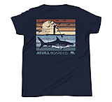 Image of Atoll Board Co Youth Short Sleeve T-Shirt with Atoll Paddle Boarder and Shark Graphic - Navy, L - Navy,L B4A6FA9E