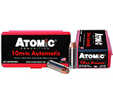 Atomic Ammunition Pistol 10mm Auto 180 Grain Bonded Match Hollow Point Nickel Plated Brass Cased Pistol Ammunition