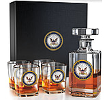 Image of Old Southern Brass U.S. Navy Decanter Whiskey Glass Premium Gift Box