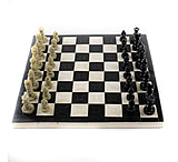 Image of Battling Blades Bone Black Chess Set And Coral Bone Chess 16in Board With Pieces