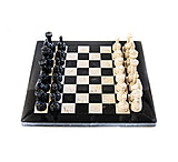 Image of Battling Blades Large Marble Black And White Coral Chess Set With Chess Pieces White Coral 16in Border