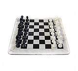 Image of Battling Blades Large Marble White And Black Chess Set With Fancy Chess Pieces White Border