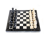 Image of Battling Blades Marble Black And White Coral Chess Set With Chess Pieces Black Coral Border