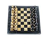 Image of Battling Blades Marble Black And White Coral Chess Board Set With Pieces