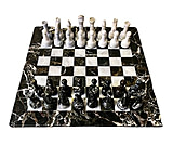 Image of Battling Blades Marble Black Zebra And White 12in Chess Set