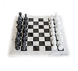 Image of Battling Blades Marble Chess Set White And Black Marble Chess Board With Pieces