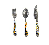 Image of Battling Blades Micarta 2 High Carbon Damascus Steel Fork Spoon And Knife Silverware Set