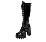 Image of Battling Blades Patent Lace Up Platform Leather Boots