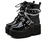 Image of Battling Blades Square Heel Chain Gothic Boots - Women's