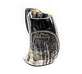 Image of Battling Blades Viking 16 Fl Oz Horn Mug With Viking Ship Etching