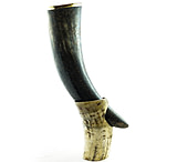 Image of Battling Blades Viking 8 Fl Oz Small Drinking HornWith Horn Stand And Decorative Metal Rim Buffalo Horn