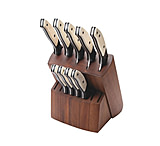 Image of Bear and Son Knives Bear &amp; Son 10 Piece Block Set Fixed Kitchen Knives White Smooth Bone with Walnut Block 964A202F
