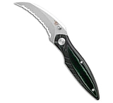 Image of Bestech Knives Mantidae Liner Lock Knife Green Micarta2.96 Satin/SW Full Serr 33363FDB