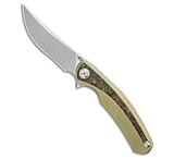 Image of Bestech Knives SAMBAC Frame Lock Knife Gold Ti + Fat Carbon 3.6 SW/Satin 143CAB54