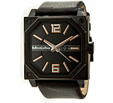 Image of Black Dice Consortium Mens Gold/Black Dial Quartz Leather Strap Watch