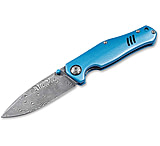 Image of Boker 111101DAM 3.15" Drop Point Damascus Blade Blue Aluminum Handle