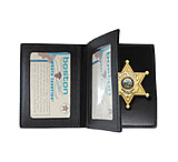 Image of Boston Leather Book Style Badge Case With 2 Id Windows, Soft Leather